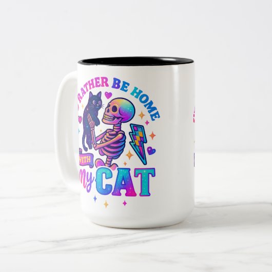 Ich wäre eher Zuhause... Zweifarbige Tasse (Vorderseite Links)