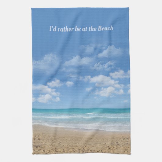 Ich wäre lieber am Strand (anpassbar) Geschirrtuch (Vertikal)