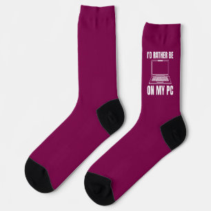 Ich wäre lieber an meinem PC, lustiges Geschenk fü Socken