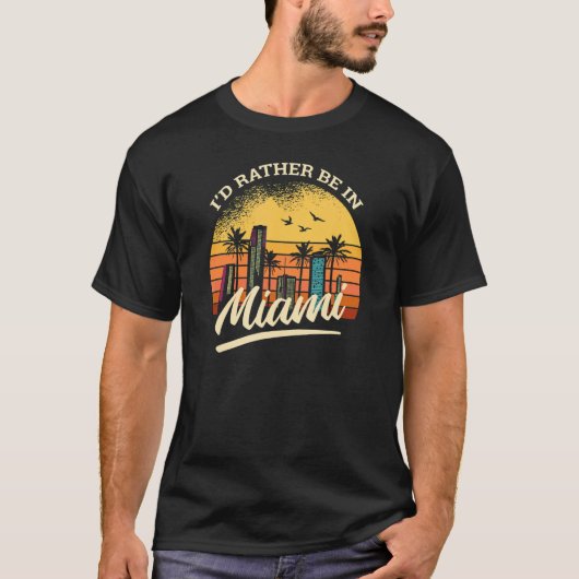 Ich wäre lieber in miami Retro tee (Vorderseite)