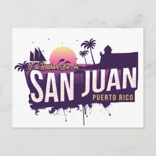 Ich wäre lieber in San Juan Puerto Rico Vintage-So Postkarte