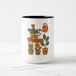Ich wässere meine Pflanzen – Retro-Streifen der 70 Zweifarbige Tasse
