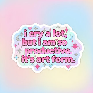Ich weine viel, aber ich bin so produktiv Minimali Ovaler Aufkleber