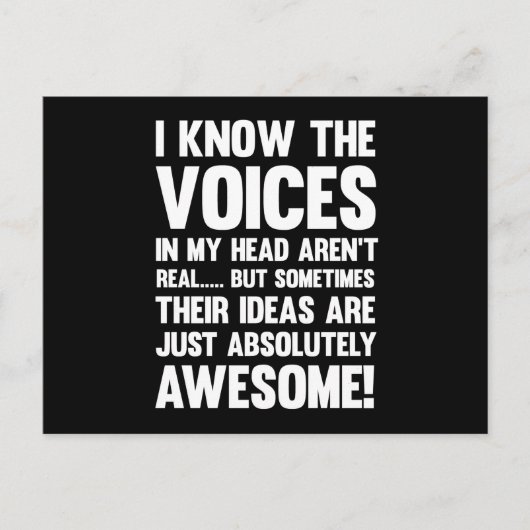 Ich weiß, dass die Stimmen in meinem Kopf nicht ec Postkarte (Vorderseite)