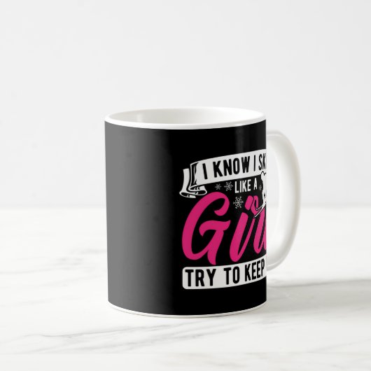 Ich weiß, dass ich Ski mag, um Skifahrer Behalten Kaffeetasse (VorderseiteRechts)