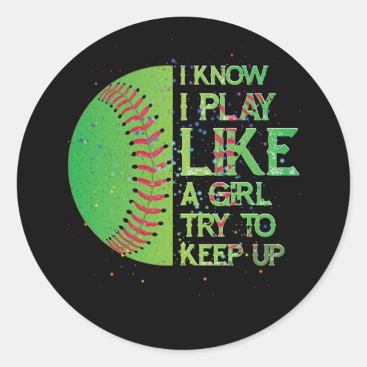 Ich weiß, dass ich wie ein Mädchen spiele, versuch Runder Aufkleber (Vorderseite)