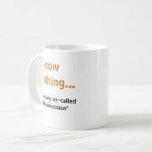 Ich weiß nichts. .about jede so genannte kaffeetasse (Vorderseite Links)