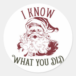 Ich weiß, was du getan hast Vintage Weihnachten Runder Aufkleber