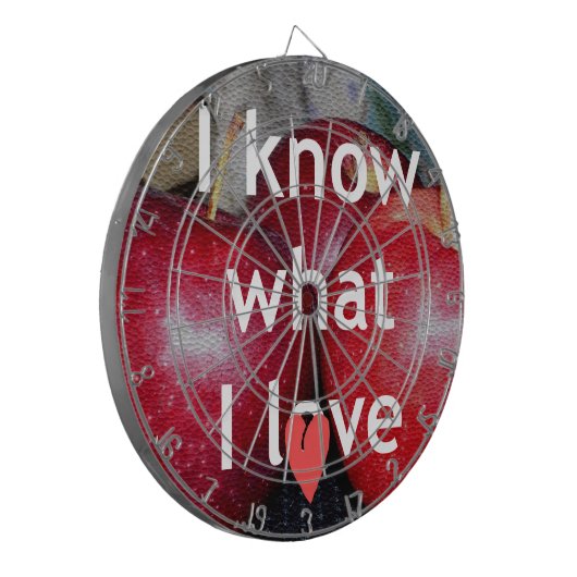 "Ich weiß, was ich Liebe" - Design mit Apple-Thema Dartscheibe (Vorderseite Links)