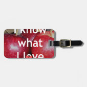 "Ich weiß, was ich Liebe" - Design mit Apple-Thema Gepäckanhänger (Vorderseite horizontal)