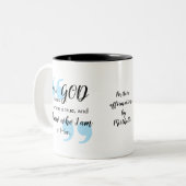 ICH WEISS, WER ICH EINE positive Christliche Bestä Zweifarbige Tasse (Vorderseite Links)