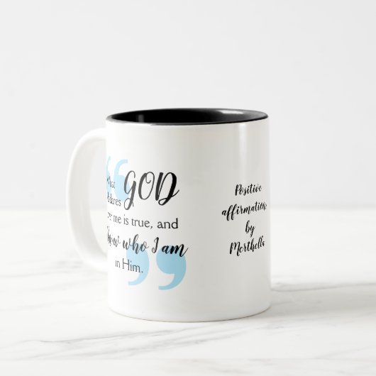 ICH WEISS, WER ICH EINE positive Christliche Bestä Zweifarbige Tasse (Vorderseite Links)