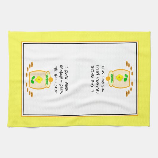 Ich weiß, wo Oma das Gute behalte Geschirrtuch (Horizontal)