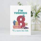 Ich wende 8 Happy Birthday Card für Kinder RSVP Karte (Stehend Vorderseite)