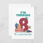 Ich wende 8 Happy Birthday Card für Kinder RSVP Karte (Vorne/Hinten)
