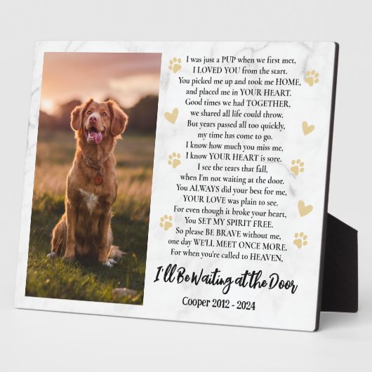 Ich werde an der Door Foto Dog Memorial Gewartet Fotoplatte (Seite)