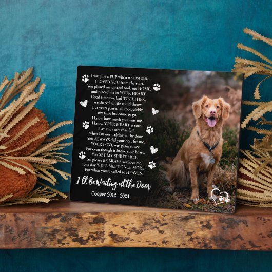 Ich werde an der Door Foto Dog Memorial Gewartet Fotoplatte (Seite)