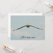 Ich werde bald Zuhause sein, Pelican Flying Karte (Vorderseite/Rückseite Beispiel)