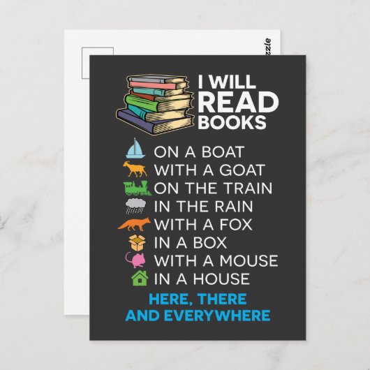 Ich werde Bücher auf einem Boot lesen und überall Postkarte (Vorne/Hinten)