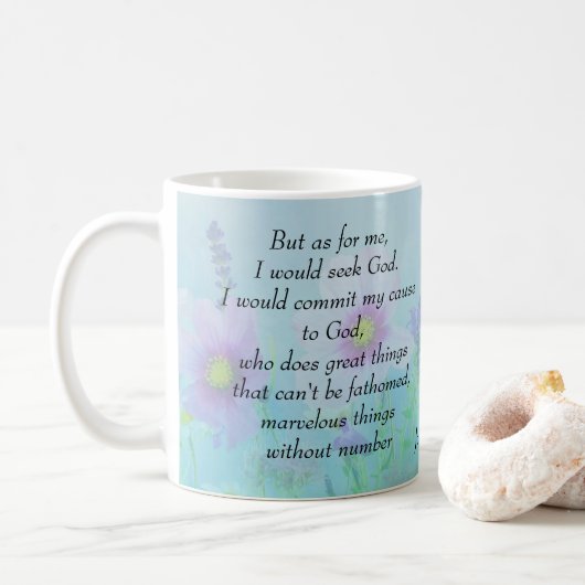 Ich werde den Herrn suchen, Job 5 Kaffeetasse (Mit Donut)