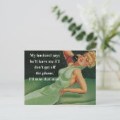 Ich werde den Mann verpassen Retro Postkarte (Stehend Vorderseite)