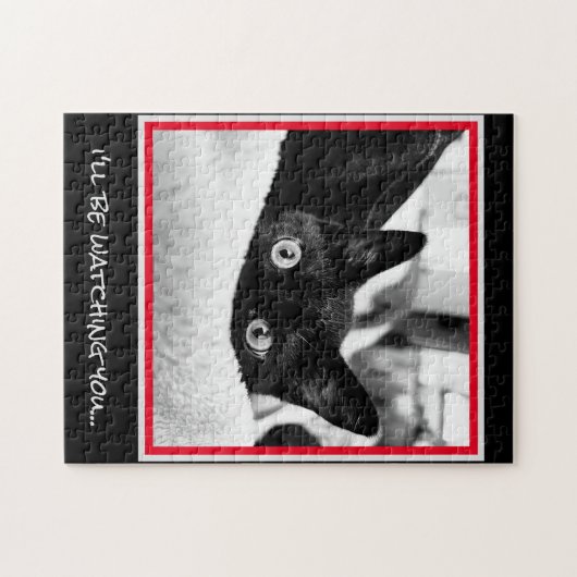 Ich werde dich beobachten! Niedlich Black Kitten Puzzle (Horizontal)