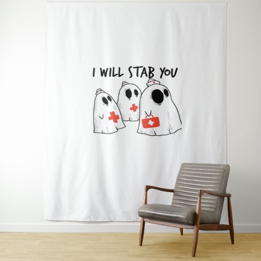 Ich werde dich ersticken Ghost Nurse Funny RN Hall Wandteppich (Beispiel)