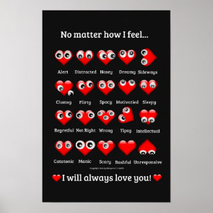 Ich werde dich immer lieben Herzen Gesichter Emoti Poster