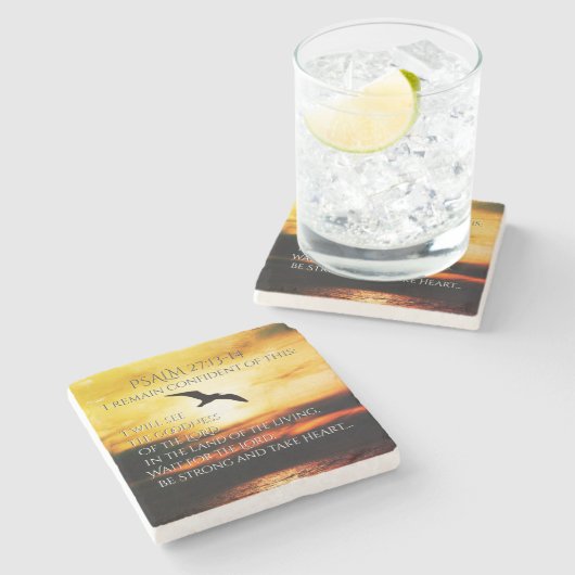 Ich werde die Güte des Herrn Psalm 27:13-14 sehen Steinuntersetzer (Seitenansicht)