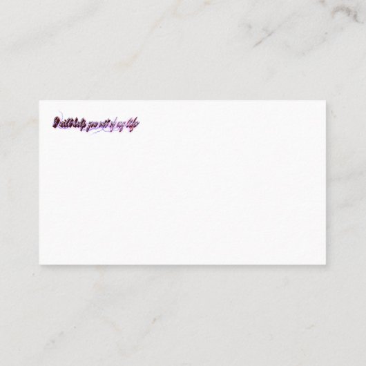 Ich werde dir aus meinem Leben helfen Visitenkarte (Rückseite)