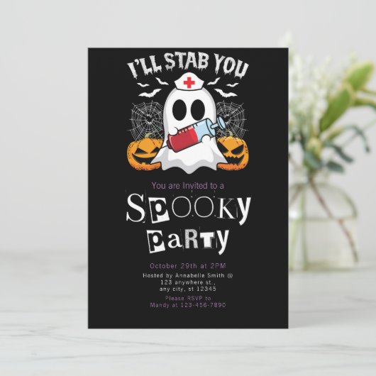 Ich werde dir das Halloween-Party der Geisterkrank Einladung (Stehend Vorderseite)