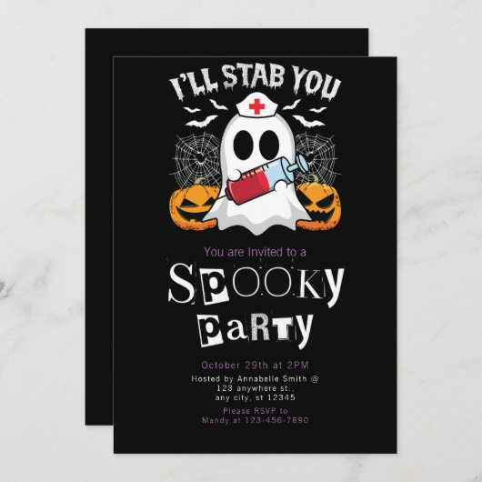 Ich werde dir das Halloween-Party der Geisterkrank Einladung (Vorne/Hinten)