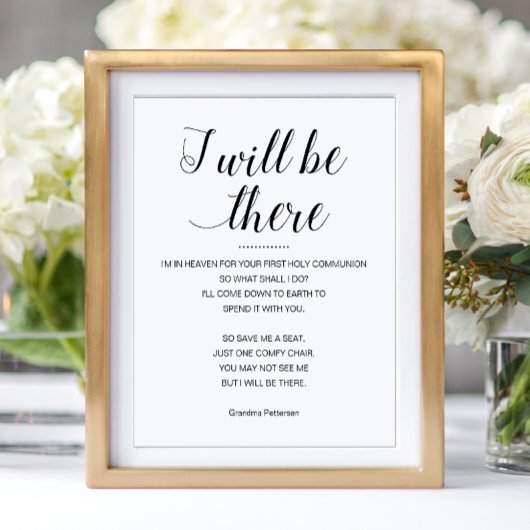 Ich werde dort Gedenkfeier als erste heilige Kommu Poster