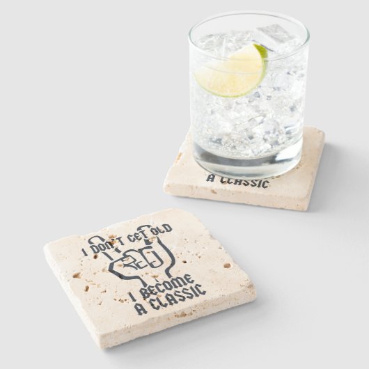 Ich werde ein Klassiker Steinuntersetzer (Seitenansicht)