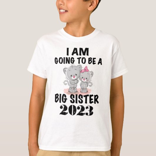 Ich werde eine große Schwester 2023 Katze sein T-Shirt (Vorderseite)