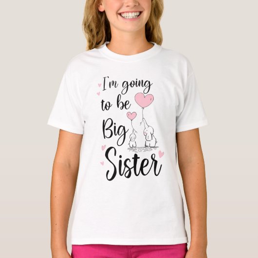 Ich werde eine große Schwester, Elefant Big Sister T-Shirt (Vorderseite)