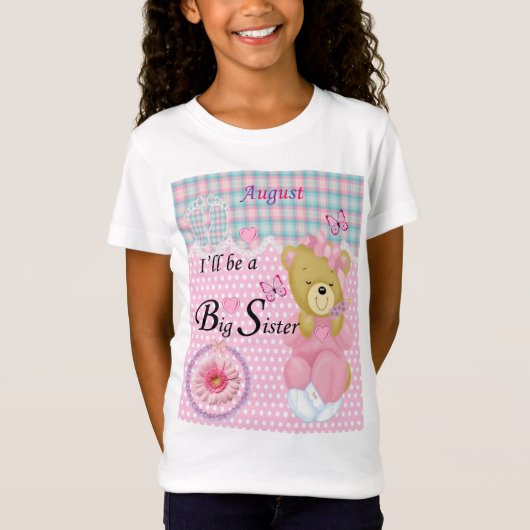 Ich werde eine große Schwester sein, August Girls T-Shirt (Vorderseite)