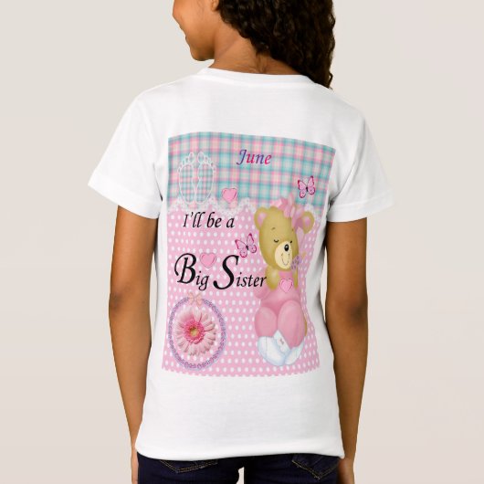 Ich werde eine große Schwester sein, June Girls T T-Shirt (Rückseite)