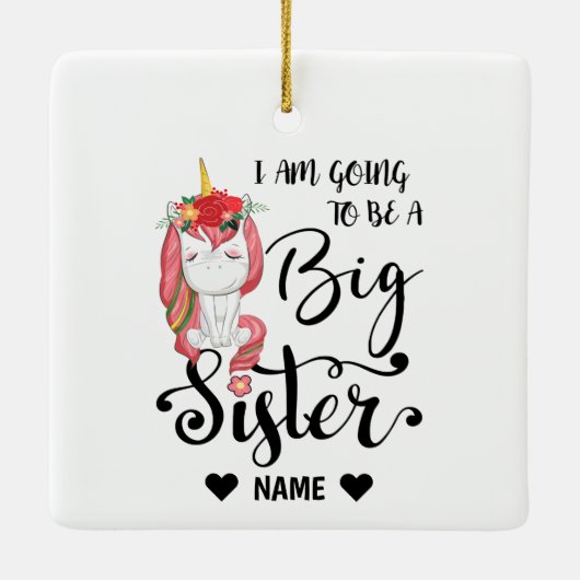 Ich werde eine große Schwester sein Keramikornament (Rückseite)