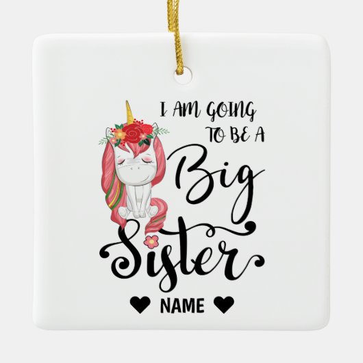 Ich werde eine große Schwester sein Keramikornament (Vorderseite)