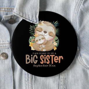 Ich werde eine große Schwester Sloth Ankündigung w Button