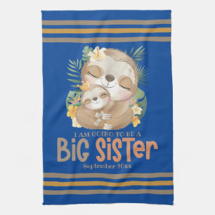 Ich werde eine große Schwester Sloth Ankündigung w Geschirrtuch
