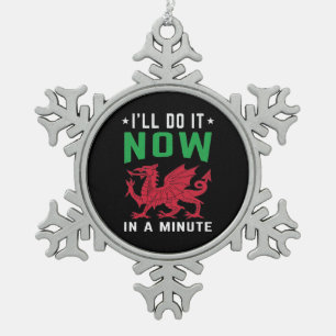 Ich werde es jetzt in einer Minute tun Lustige wal Schneeflocken Zinn-Ornament