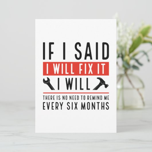 Ich werde es reparieren dankeskarte (Stehend Vorderseite)