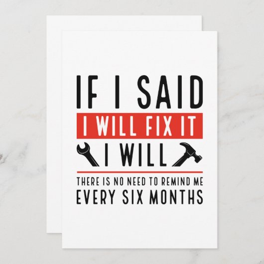 Ich werde es reparieren dankeskarte (Vorne/Hinten)