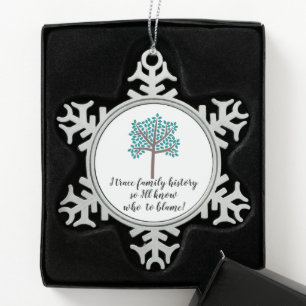 Ich werde Familiengeschichte nachvollziehen, also Schneeflocken Zinn-Ornament