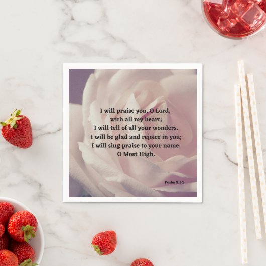 Ich werde Gott Psalm 9:1-2 Bibelverse loben Serviette (Beispiel)