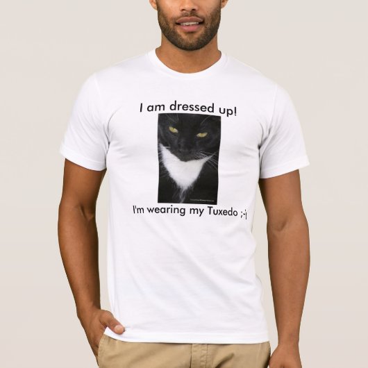 "Ich werde herauf" Tuxedo-schwarzen u. weißen T-Shirt (Vorderseite)