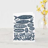 Ich werde ihm all meine Fische und Brote Christia Karte (Gelbe Blume)