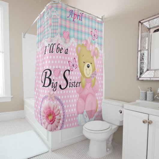 Ich werde im April eine große Schwester sein, Dusc Duschvorhang (Beispiel)
